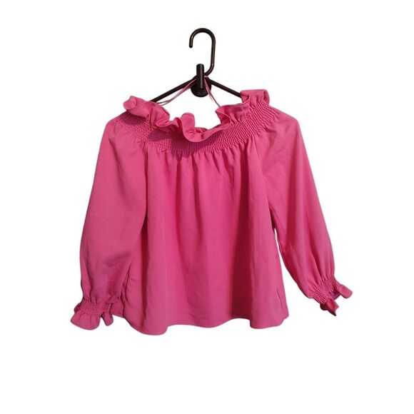 Tuckernuck Tops - Tuckernuck Women's Size XS Pink Ruffled Hem Long Sleeve Blouse Top